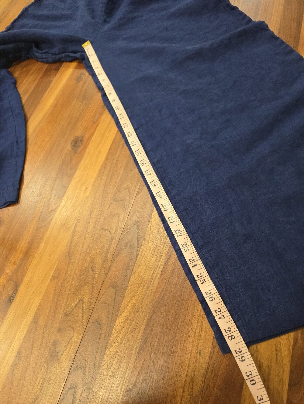 bryn Walker Navy Wide-Leg Linen Pants Made In USA  Elastic Waist - Picture 5 of 10